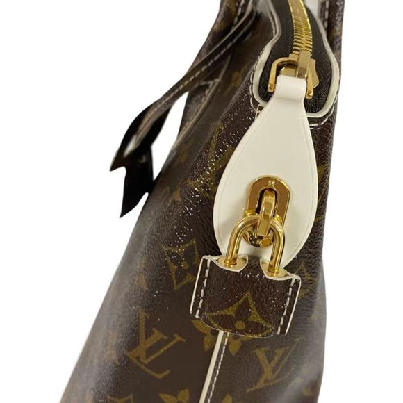Louis Vuitton Lockit Shiny Monogram Canvas Leather Brown White Handbag - Picture 6 of 8